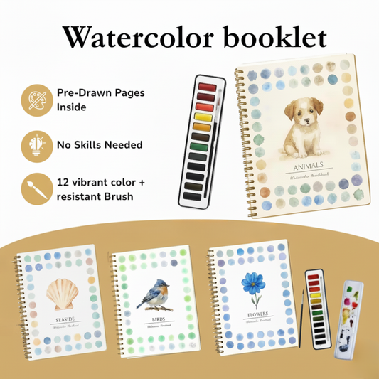 Complete Watercolor Book Set - FREE Watercolors and Brushes Included