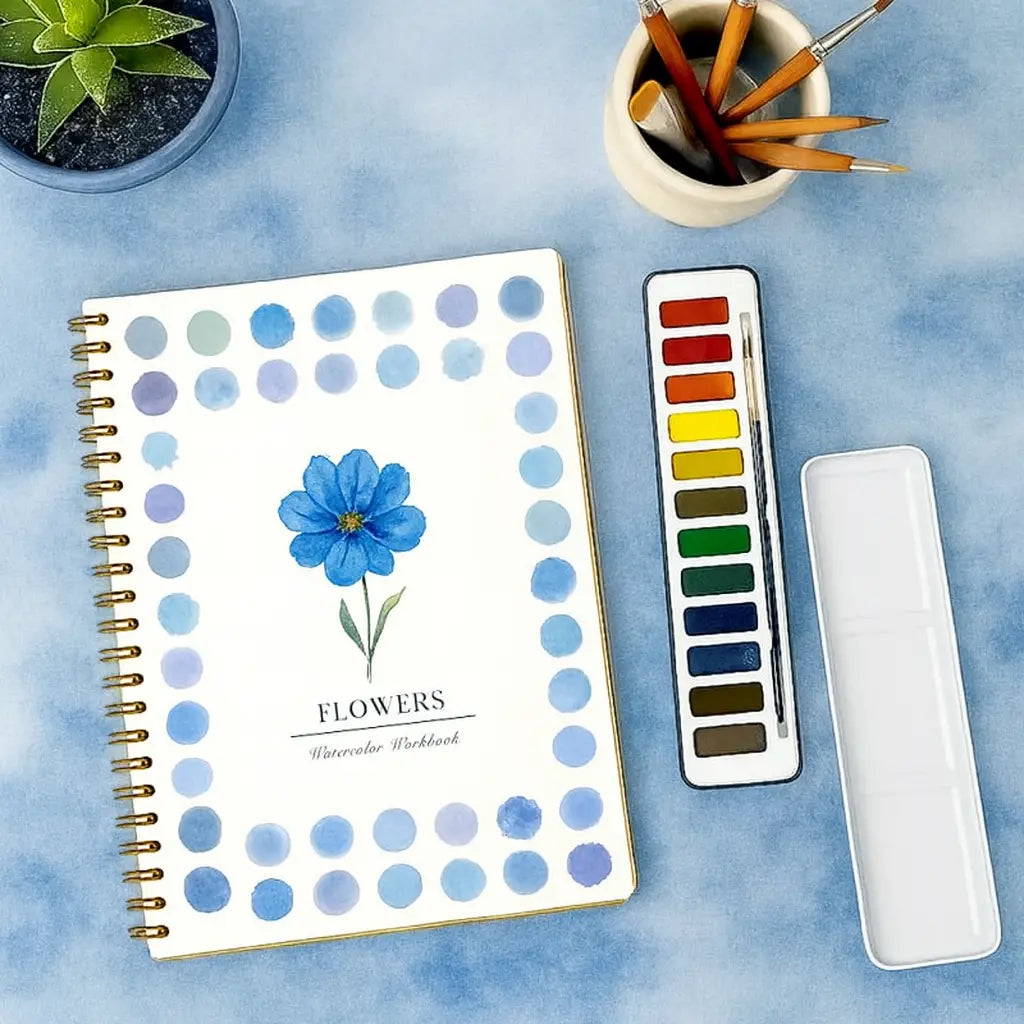 Complete Watercolor Book Set - FREE Watercolors and Brushes Included