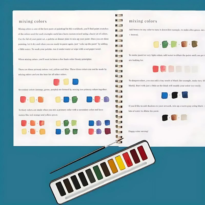 Complete Watercolor Book Set - FREE Watercolors and Brushes Included